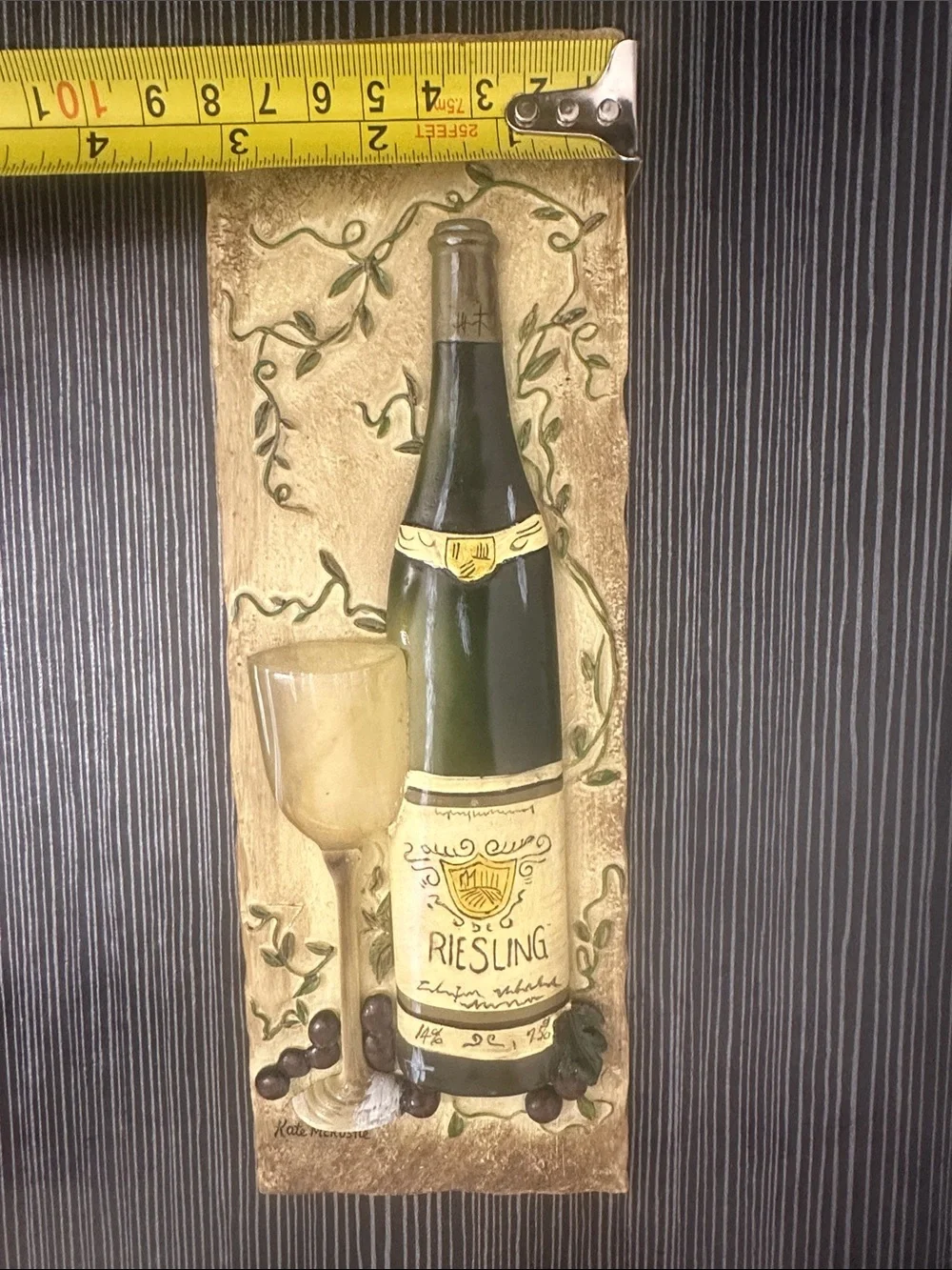 Riesling Wine Bottle Wall Plaque by Kate McRostie
